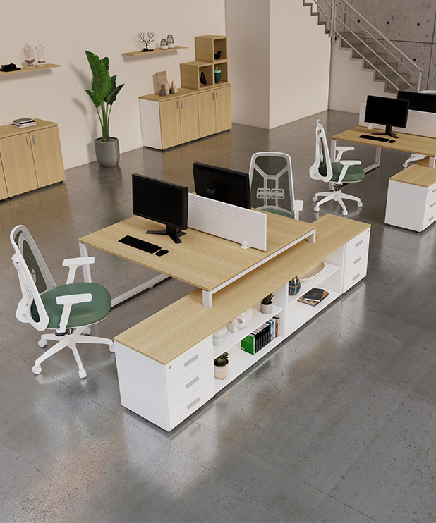 Puestos enfrentados con credenza